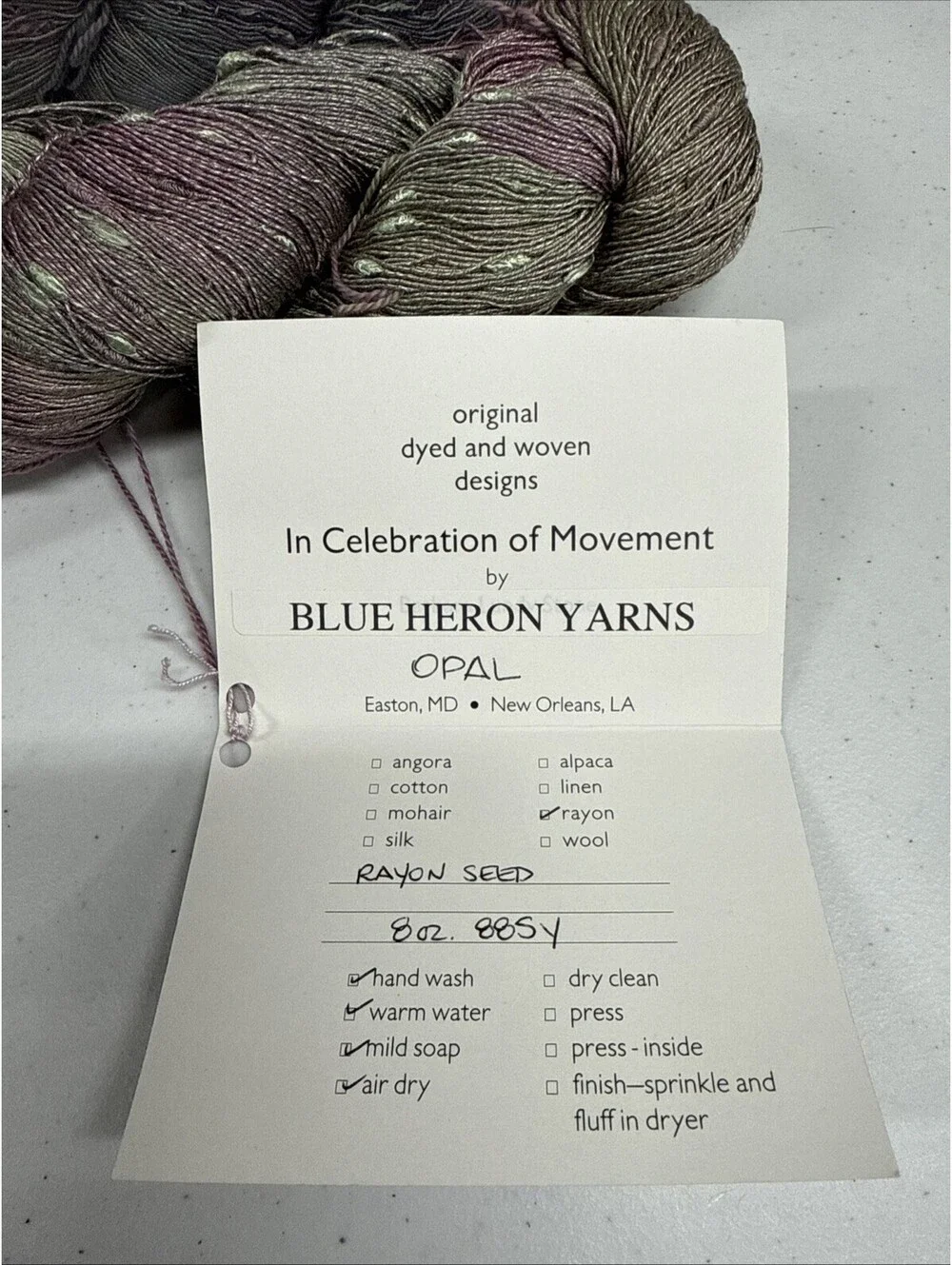 Blue Heron Yarns Rayon Seed Shade Opal 2 Skein Lot